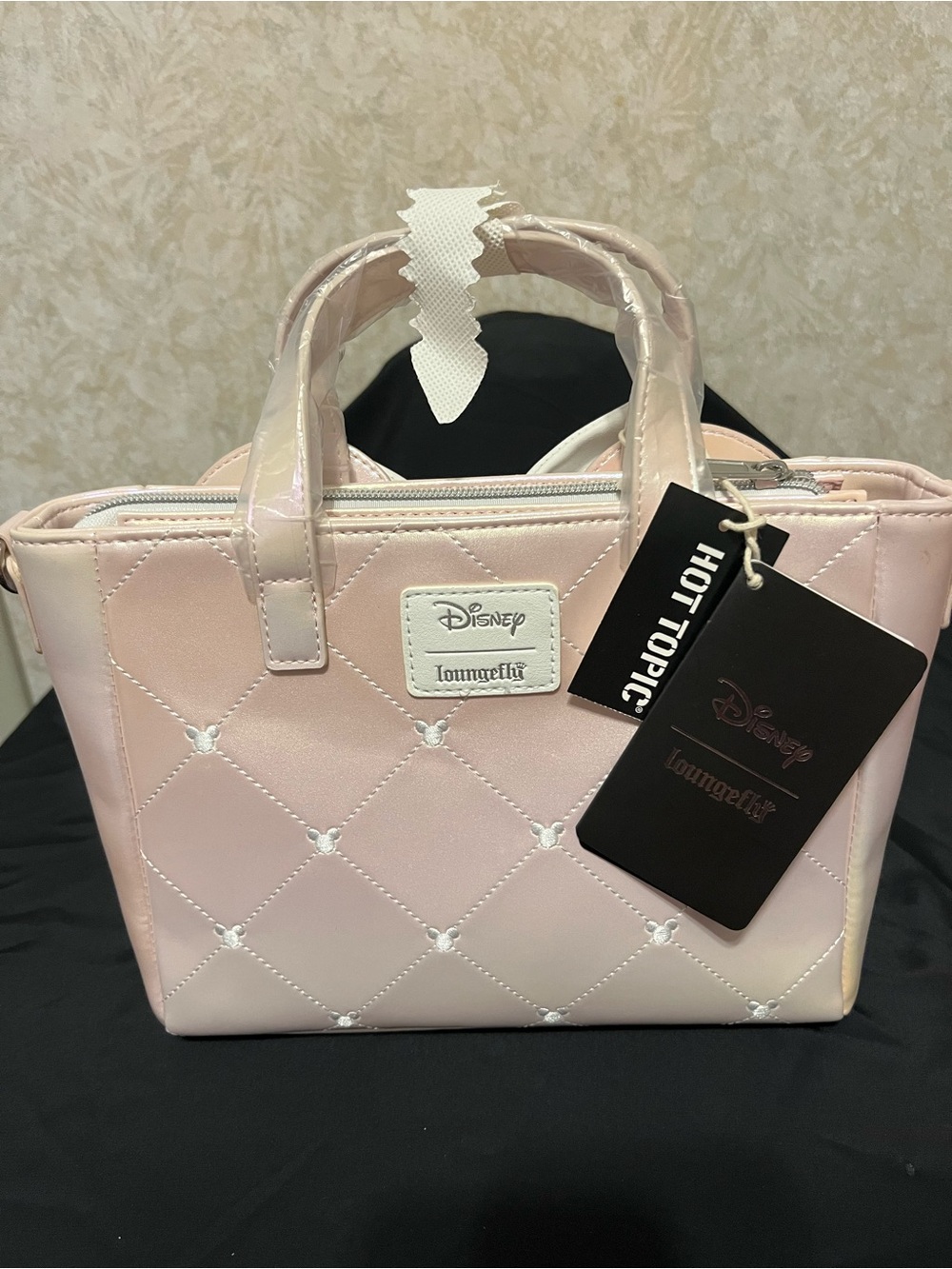 Disney Loungefly Pink Quilted Satchel Tote